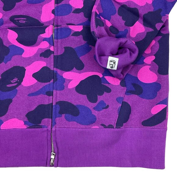 BAPE Color Camo Shark WGM Hoodie Sweatshirt Purple | A Bathing Ape - Picture 10 of 13